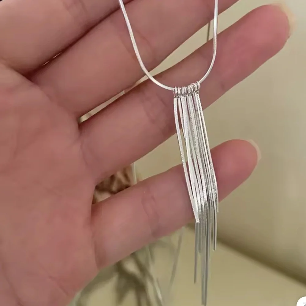 New .925 Sterling Fringe Necklace